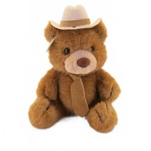 Vintage Russ Berrie Brown Teddy Bear Plush Stuffed Animal Hat 9"